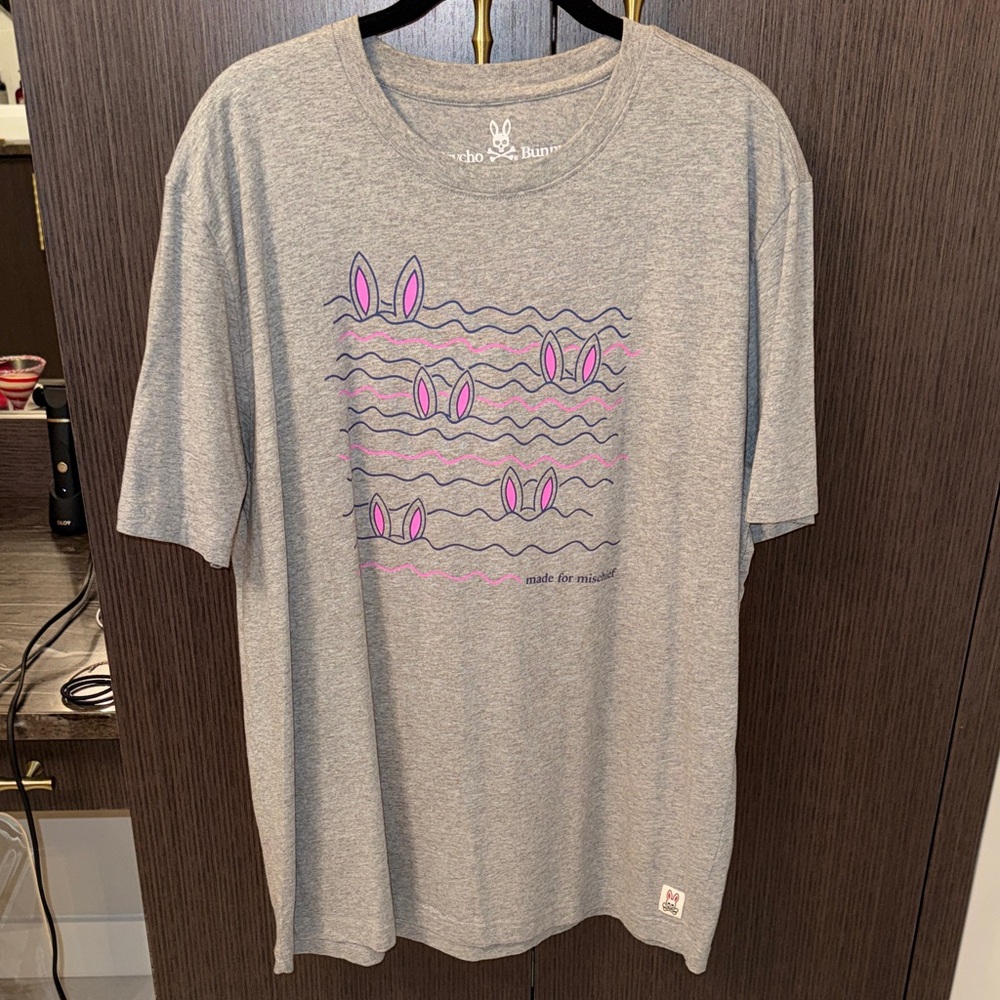 Psycho Bunny Limited Edition “Made for Mischief” Gray Short Sleeve Tee